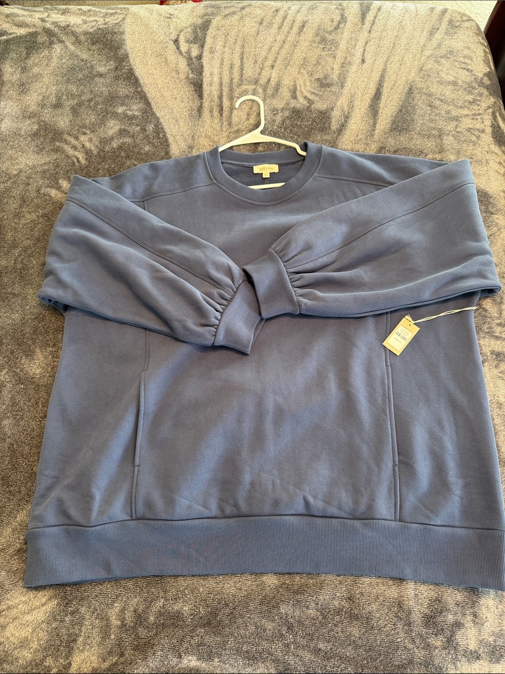 Women’s OVERSIZED Pocket Crewneck in Dusty Blue NWT